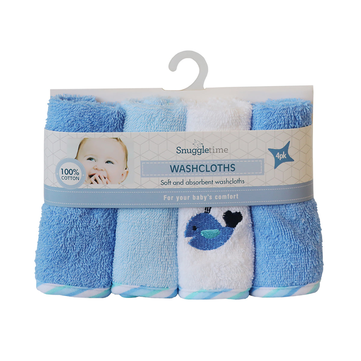 Snuggletime Deluxe Terry Washcloths - 4-Pack