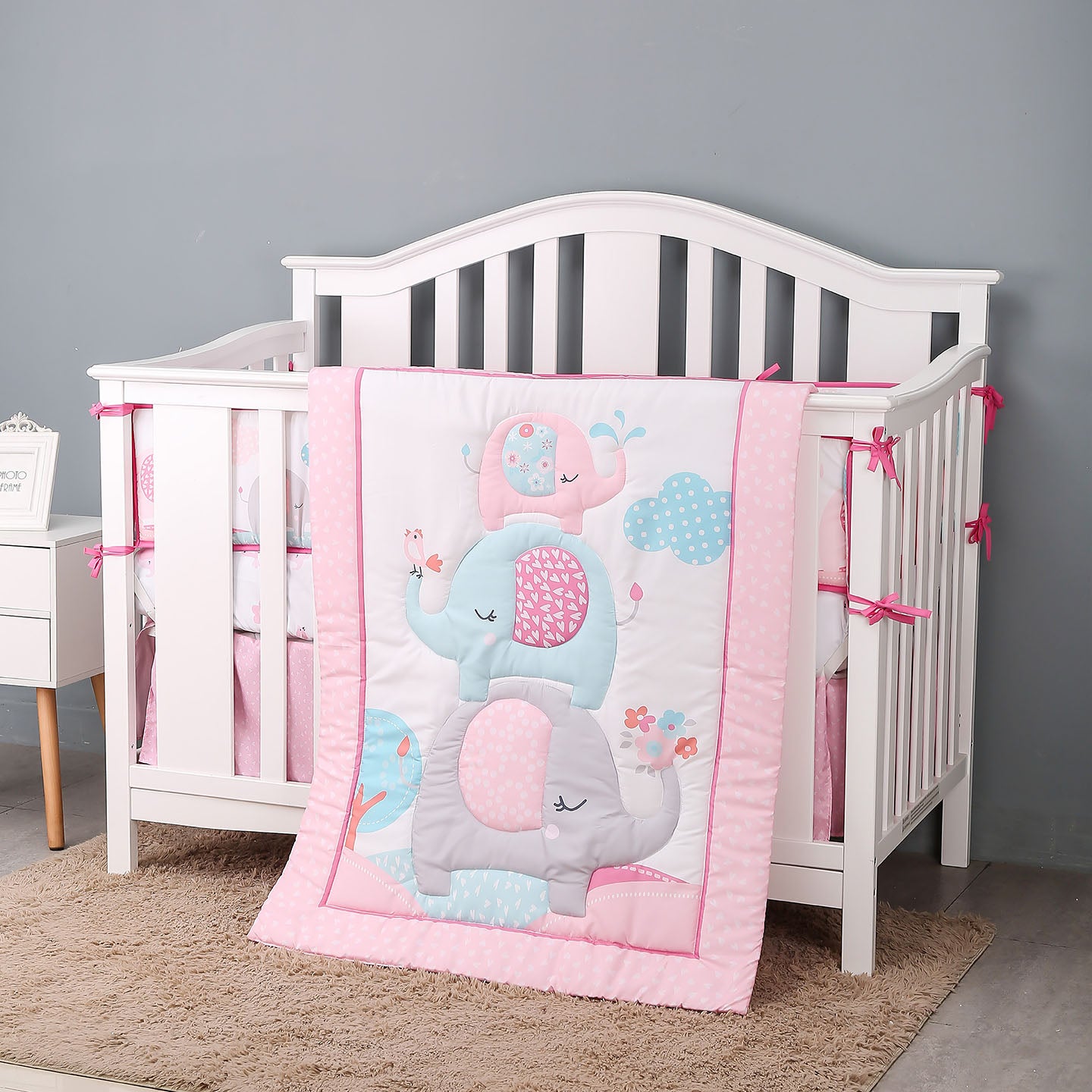 Snuggletime 3-Piece Quilt Set - Pink Elephant