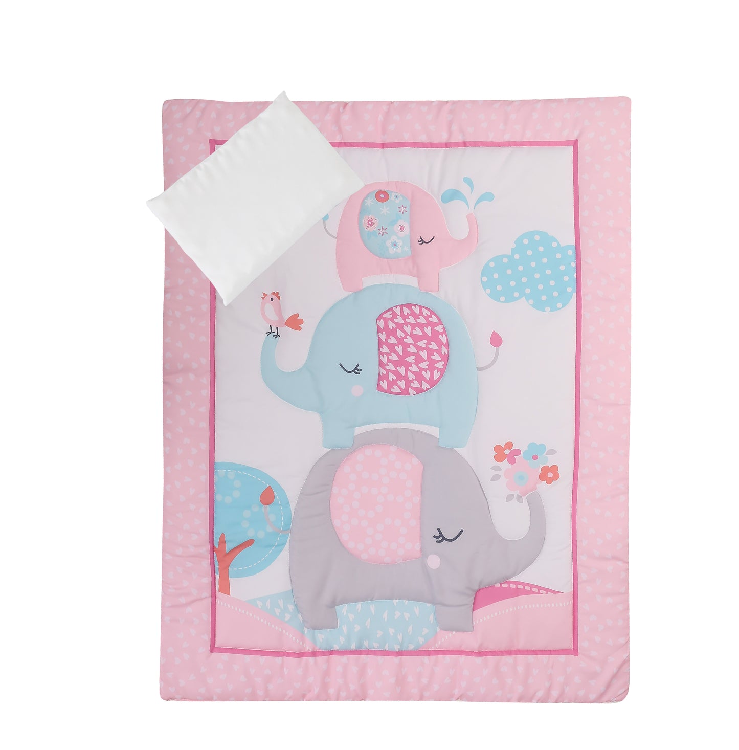 Snuggletime 3-Piece Quilt Set - Pink Elephant